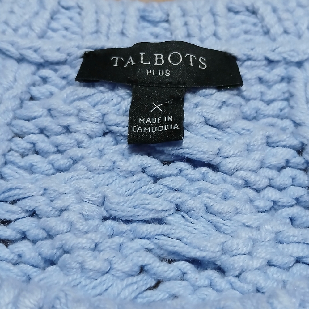 Talbots Women's Size XL Sleeveless Sky Blue Knit Top - Picture 2 of 7